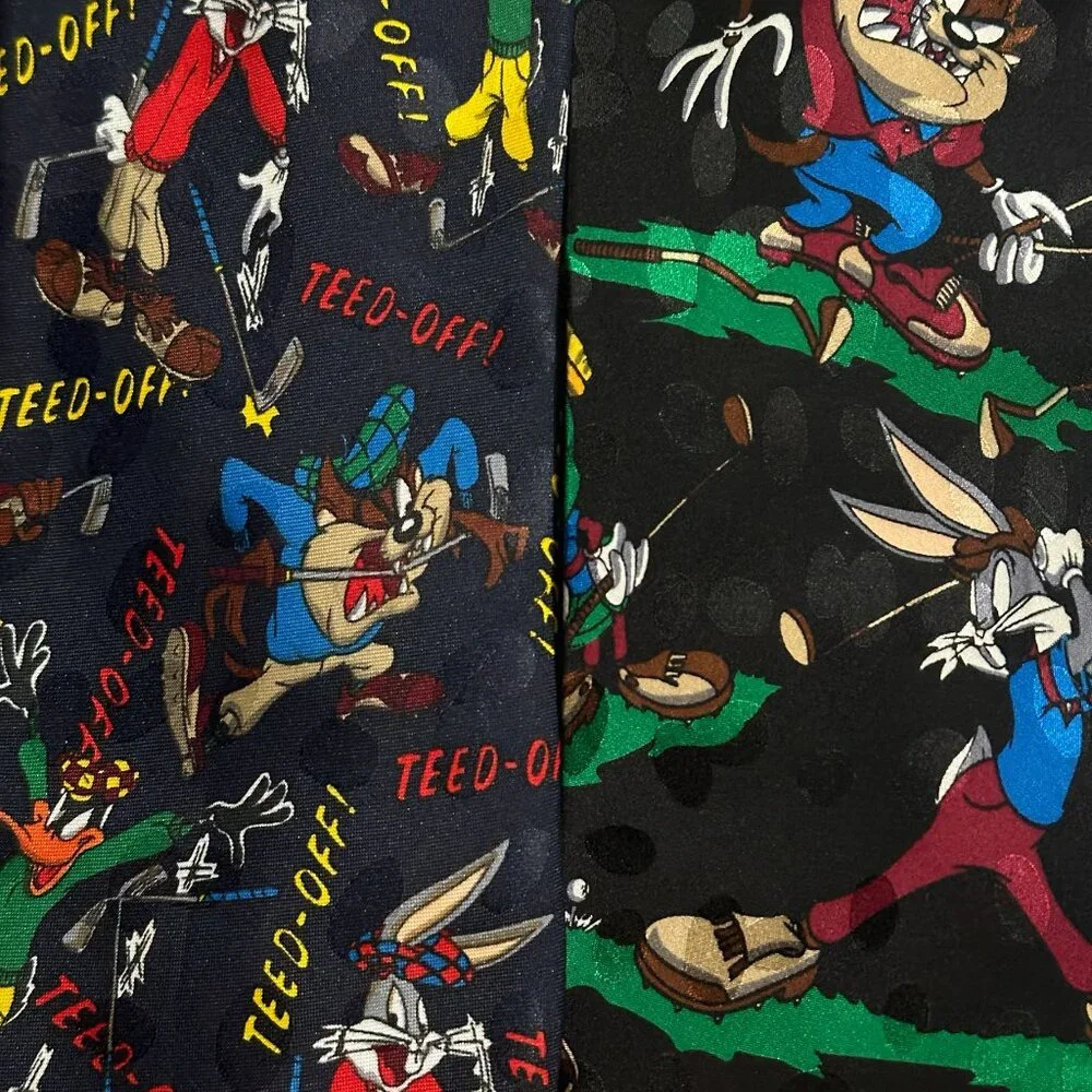 Vintage‎ 1994/1995 Looney Tunes Cartoon Golf Theme Men's Necktie 2 TOTAL